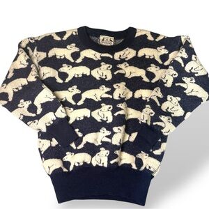 Vintage Koala Bear Hysport‎ Pure New Wool Down under Size 14 Tight Knit Sweater